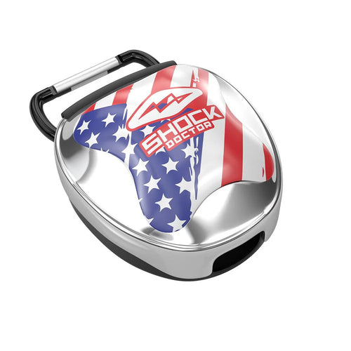 Chrome Silver Flag Mouthguard Case