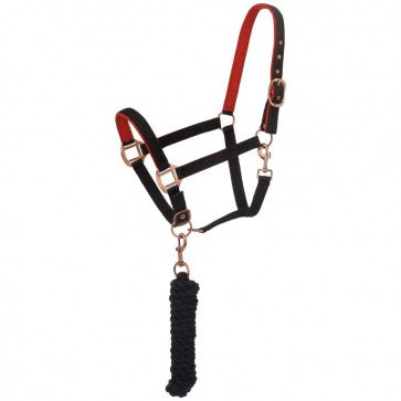 Tough1® Padded Horse Halter with Antique Hardware Lead Rope